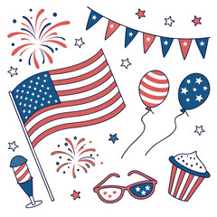 Fototapeta premium Fourth of July Independence Day background with a patriotic USA flag, stars, and stripes, symbolizing national celebration