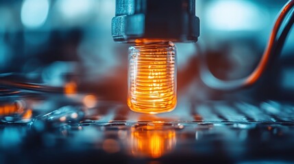 An intricate close-up of a glowing heating element showcases the blend of technology and artistry, symbolizing innovation in the industrial field.