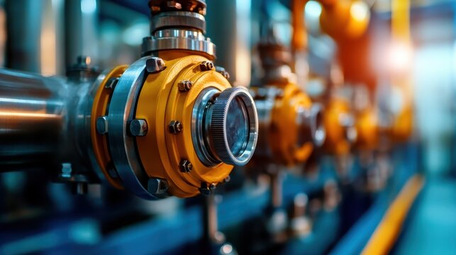 A detailed shot of a large industrial valve showcases the precision and engineering excellence in modern machinery, highlighting functionality and design.
