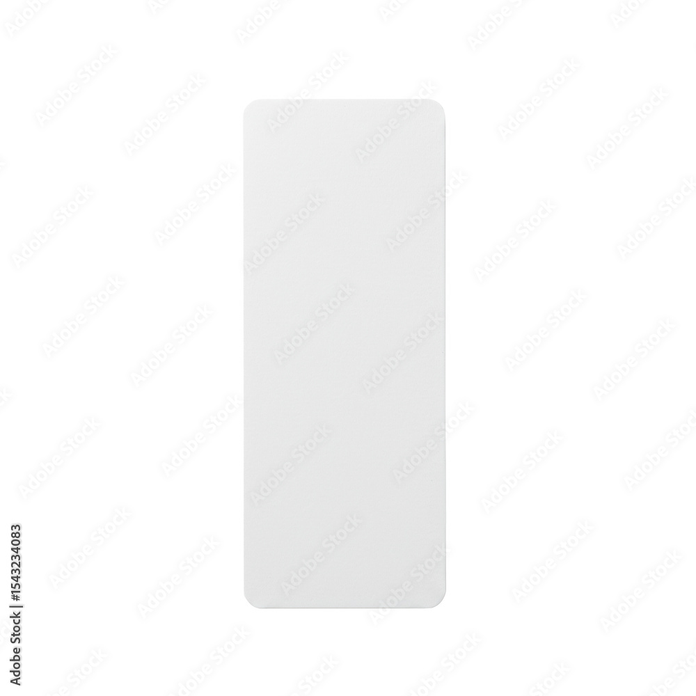 Poster uncolored rectangular bookmark of plain smooth cardstock with crisp clean edges and subtle texture, 