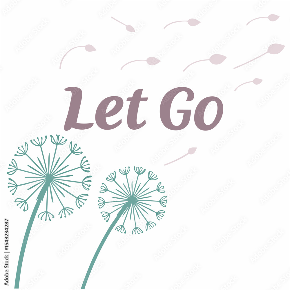 Poster let go dandelion seeds design element transparent background