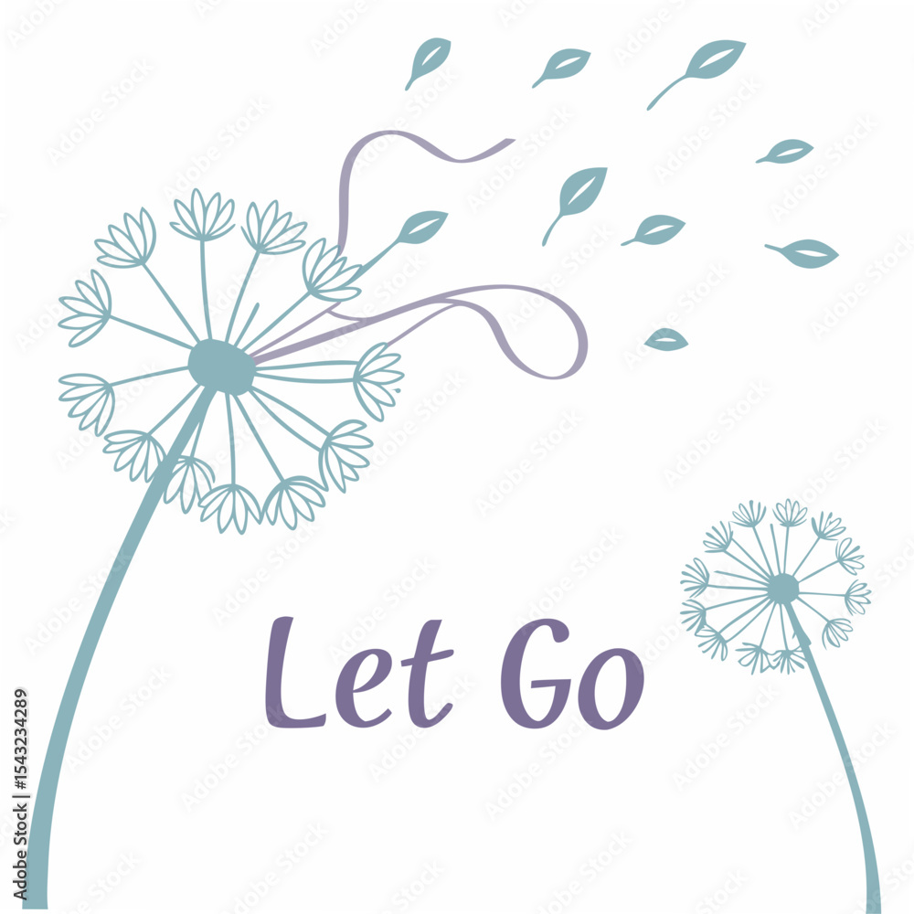 Aufkleber dandelion seeds let go design element transparent background