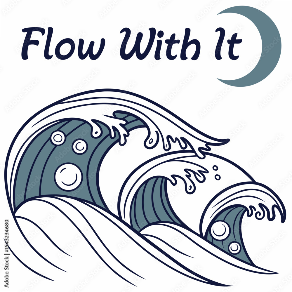 Poster serene ocean wave design element flow with it
