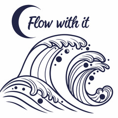 Elegant flowing waves design element on white