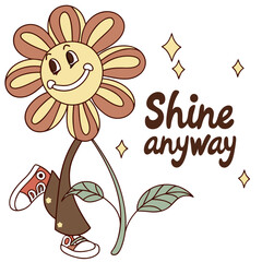 Happy flower character shine anyway design element