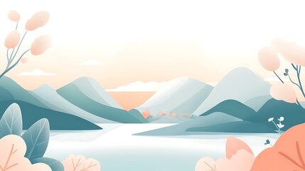 Gentle landscape painting with muted colors and soft textures.