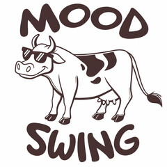 Cool cow mood swing funny farm animal graphic