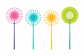 set of Dandelion icon silhouette vector illustration