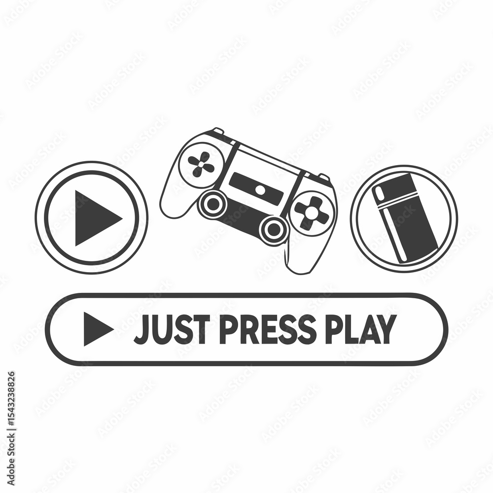 Poster game controller play button battery power up