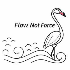 Flamingo flowing gracefully over gentle waves