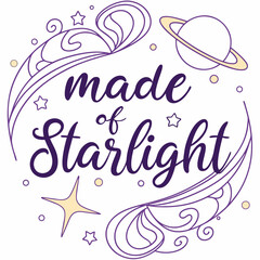 Made of starlight celestial design element png