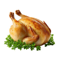 Roasted chicken garnished with parsley a delicious meal
