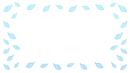 Blue watercolor leaves frame design