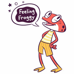 Happy frog feeling froggy summer fun cartoon character