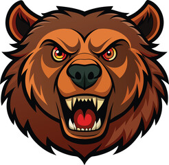 Obraz premium Bear head angry on white background, t-shirt design, t-shirt logo