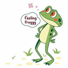 Happy frog feeling froggily good day