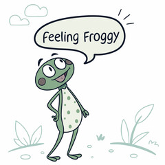Happy frog feeling froggy cartoon illustration