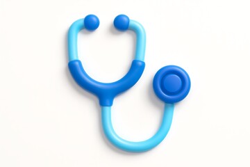 Stethoscope, 3d rendering blue stethoscope isolated on white background. Cartoon plastic style icon