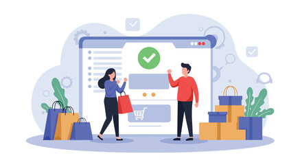 Successful Online Shopping Experience Happy Customers, Secure Checkout, and Easy Returns
