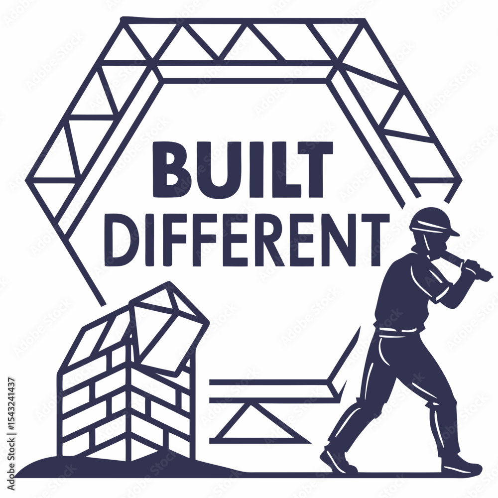 Poster built different construction worker design element