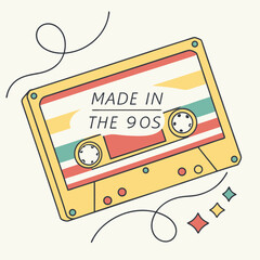 Retro cassette tape made in the 90s design