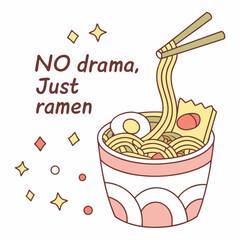 Delicious ramen noodles illustration no drama just ramen