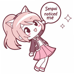 Happy anime girl senpai noticed me png transparent background