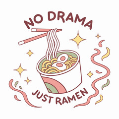 No drama just ramen cute food illustration