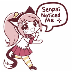 Happy anime girl senpai noticed me png transparent background