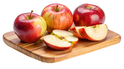 Delicious and Fresh Apples Displayed on a Wooden Board in a Studio Shot