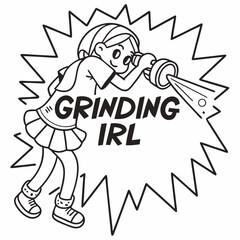 Girl grinding irl cartoon illustration transparent png