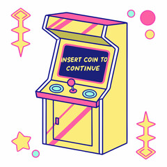 Retro arcade game machine illustration, isolated cutout