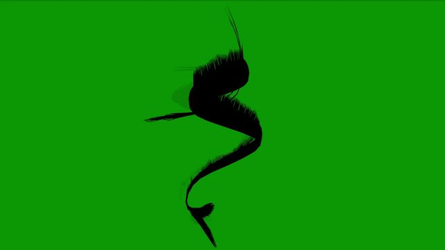 Hairtail Black Silhouette Animation Back Side  on Green Screen