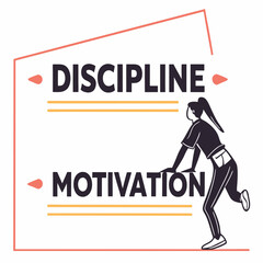 Discipline motivation woman silhouette graphic design element