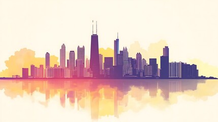 Fototapeta premium A cityscape silhouette with soft, blended colors.