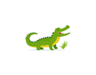 Cartoon Alligator with Open Mouth and Sharp Teeth Illustration.