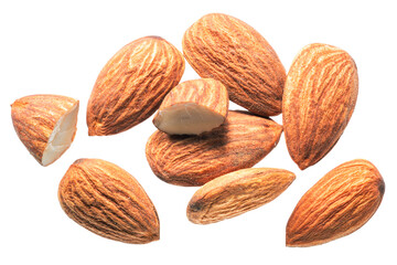 Almond nuts isolated on white background. File contains clipping path.