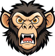 Obraz premium Ape head angry on white, t-shirt design, t-shirt logo