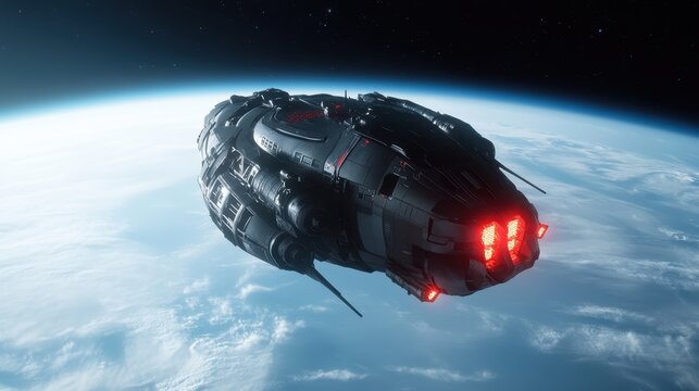 A sophisticated spacecraft hovers in Earth's orbit, showcasing futuristic design and the advancements of technology that lead humanity towards exploring the unknown expanses of space. - Powered by Adobe