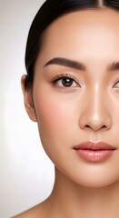 Obraz premium Close-up Portrait of a Woman with Flawless Skin and Makeup