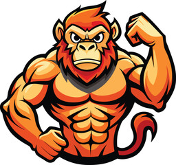 Obraz premium Angry monkey. Vector illustration of a monkey, t-shirt design, t-shirt logo