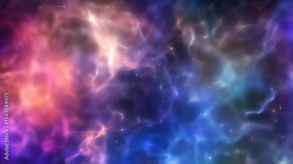 Poster loop animation of space nebula towards light loop animation glowing galaxies and stars passing foota