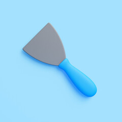 3D Cartoon Putty Knife with Blue Handle, Top View