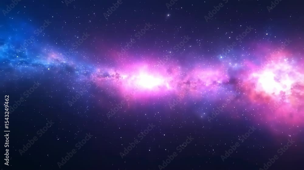 Poster loop animation of space nebula towards light loop animation glowing galaxies and stars passing foota