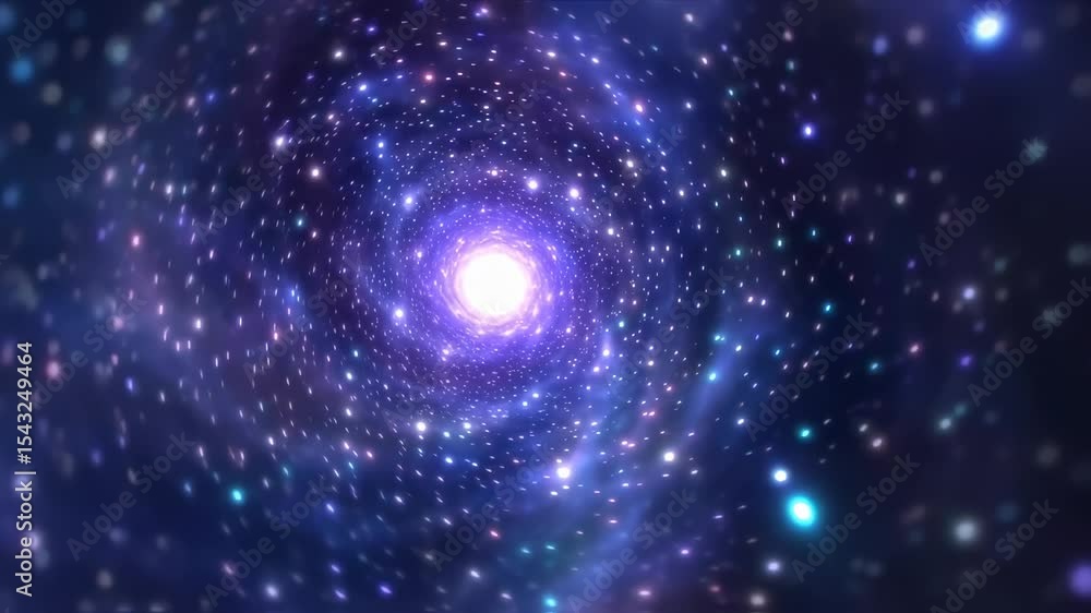 Poster loop animation of space nebula towards light loop animation glowing galaxies and stars passing foota