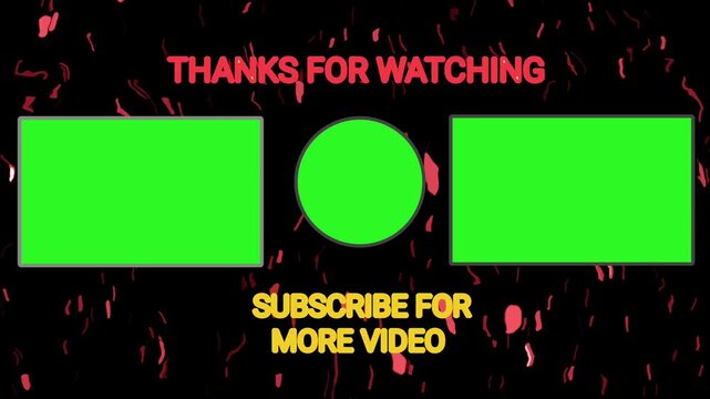 Animated video end screen with green placeholders, red and yellow text on dark background.. - Powered by Adobe