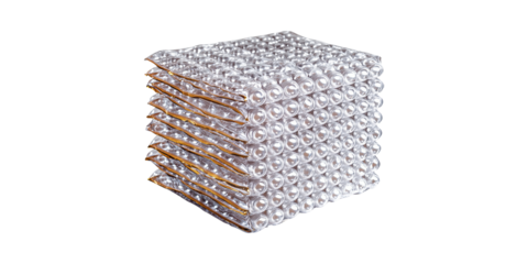 Stacked Bubble Wrap Sheets For Packaging. Protective Cushioning Material For Shipping And Storage Isolated On Transparent Background