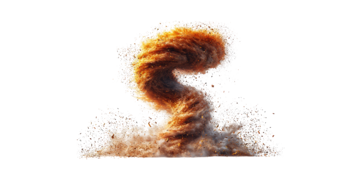 Dynamic Sandstorm Swirl. Energy And Chaos In Nature'S Fury Isolated On Transparent Background
