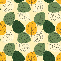 vector colorful leaves pattern design, seamless pattern of leaves