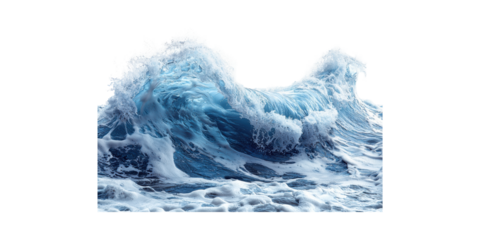 Powerful Ocean Wave. Dynamic Energy And Natural Force In Motion Isolated On Transparent Background